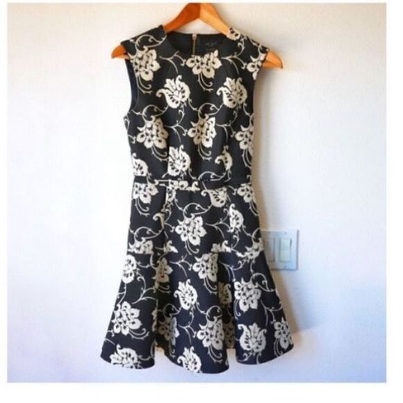 Ted Baker London Women’s Size 0 Ornate Paisley Ruffle Dress Black Fit and Flare - Picture 6 of 15